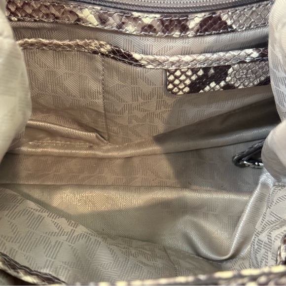 Michael Kors Downtown Astor Python Shoulder Hobo Bag Tote - Picture 13 of 16